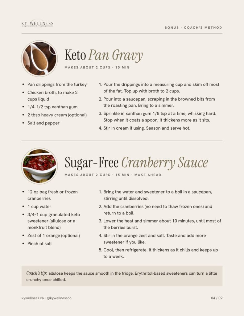 Keto Thanksgiving Guide Gravy and Cranberry Sauce
